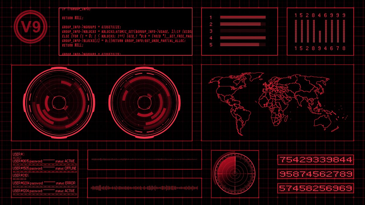 Red Futuristic Hacker Background Full HD 60 FPS