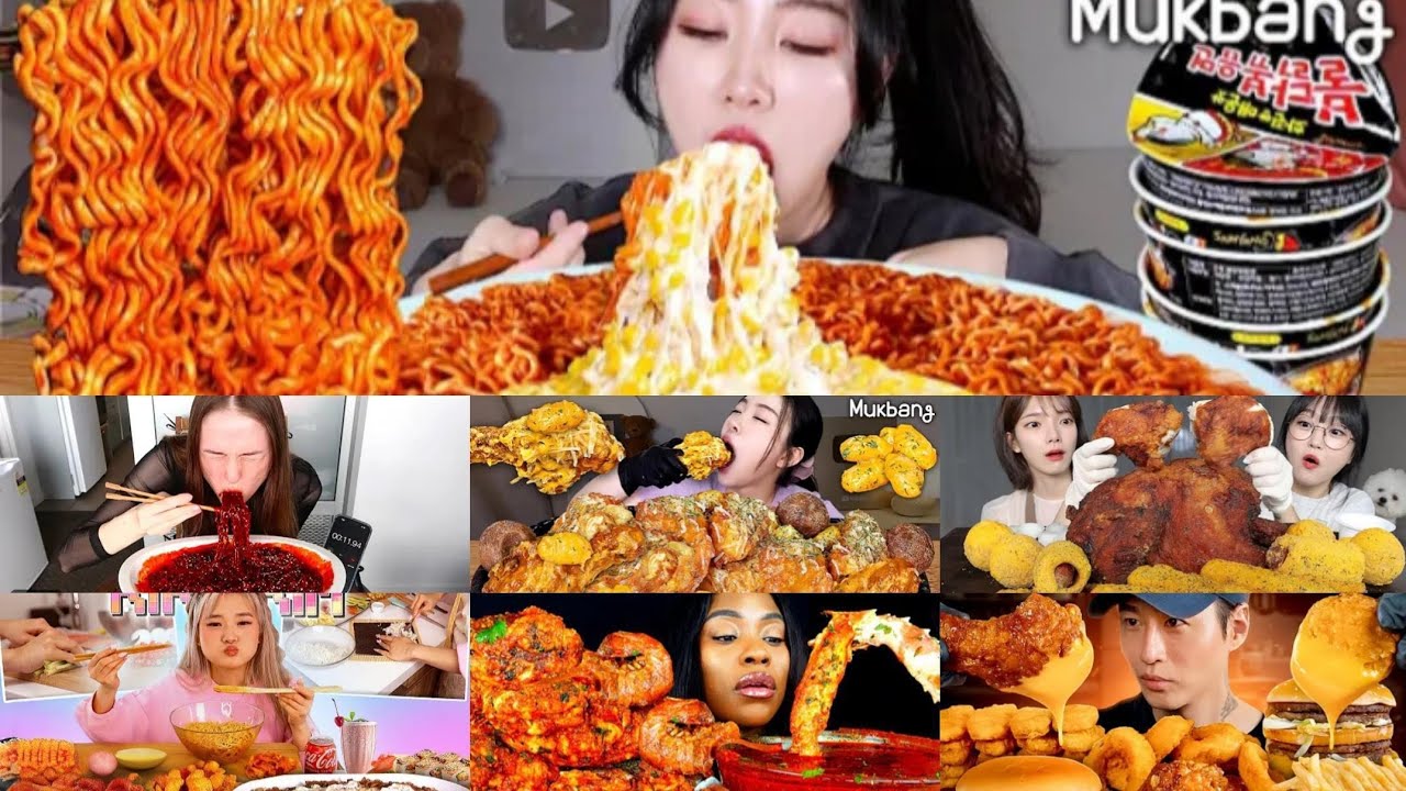 Massive Spicy Noodles & Fried Chicken | Super Crunchy Sounds 🍜🍗
