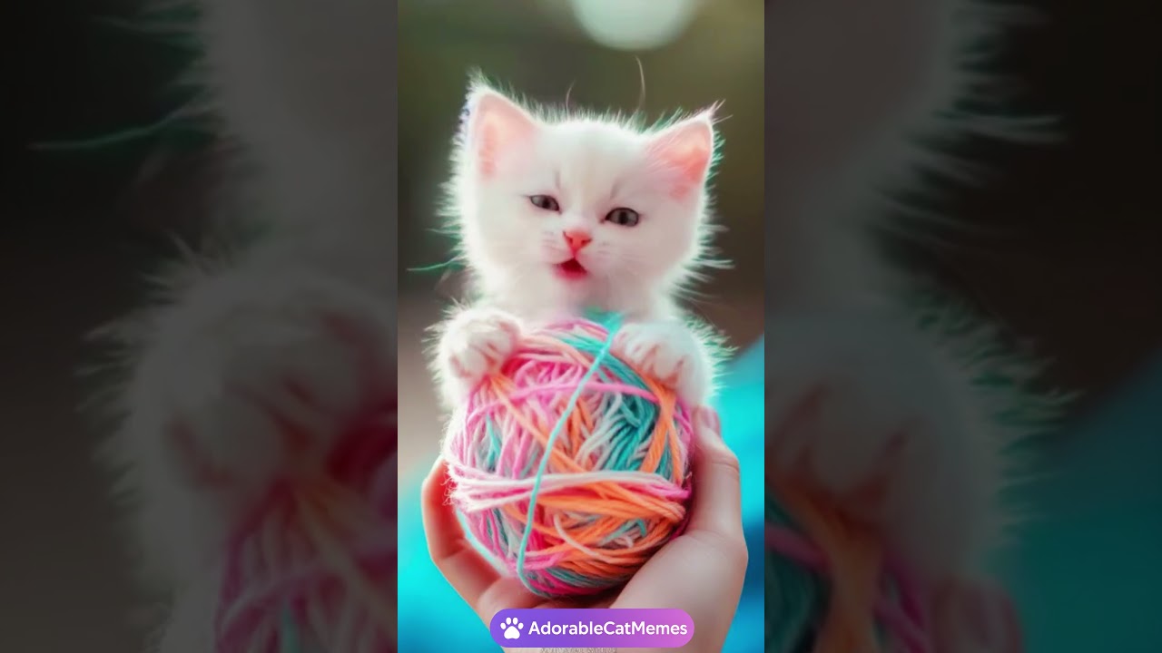 A cute white baby cat back on a ball of yarn😍😍 #cat #kitten #lipsync #cute #catlovers