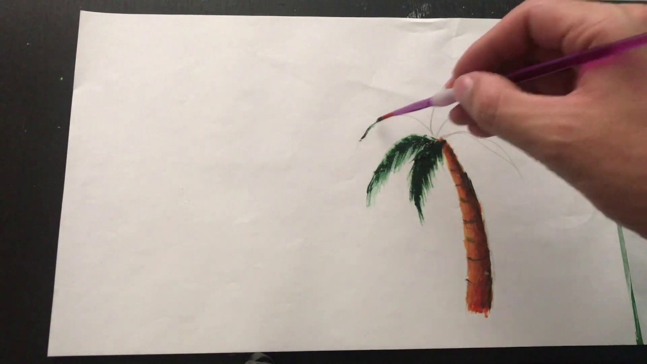 clases de pintura gratis, hacer una palmera al oleo