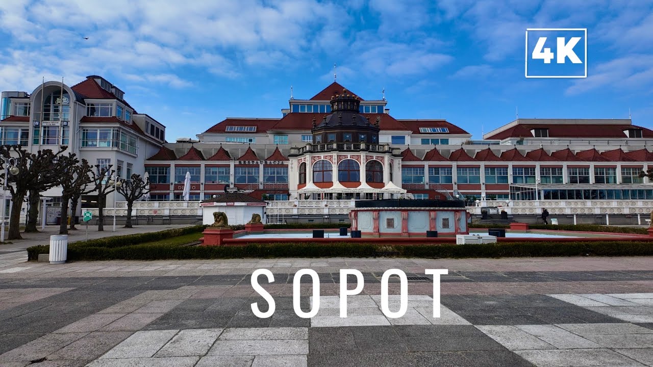 Poland Beach Town Walk | Sopot March | 4K
