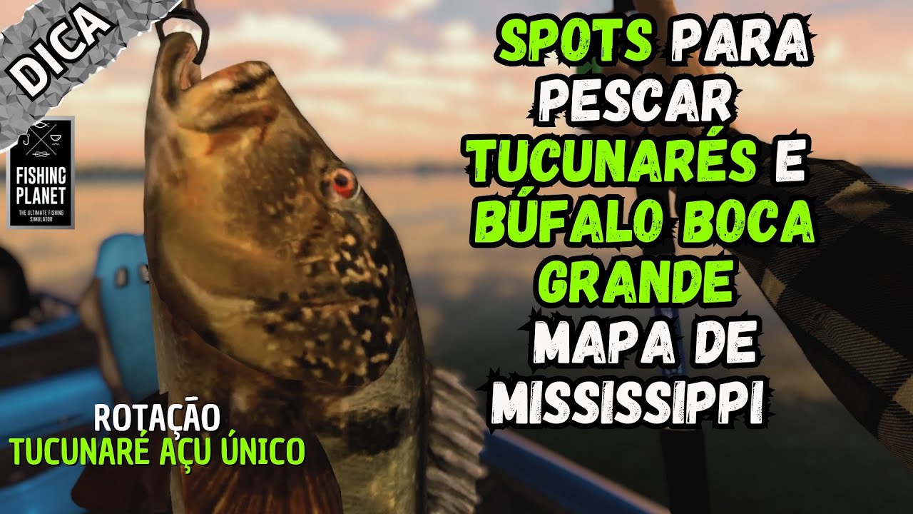 FISHING PLANET TUCUNARE AÇU E BÚFALO BOCA GRANDE EM MISSISSIPPI / ILHA DO CARANGUEJO AZUL FARM SPOTS