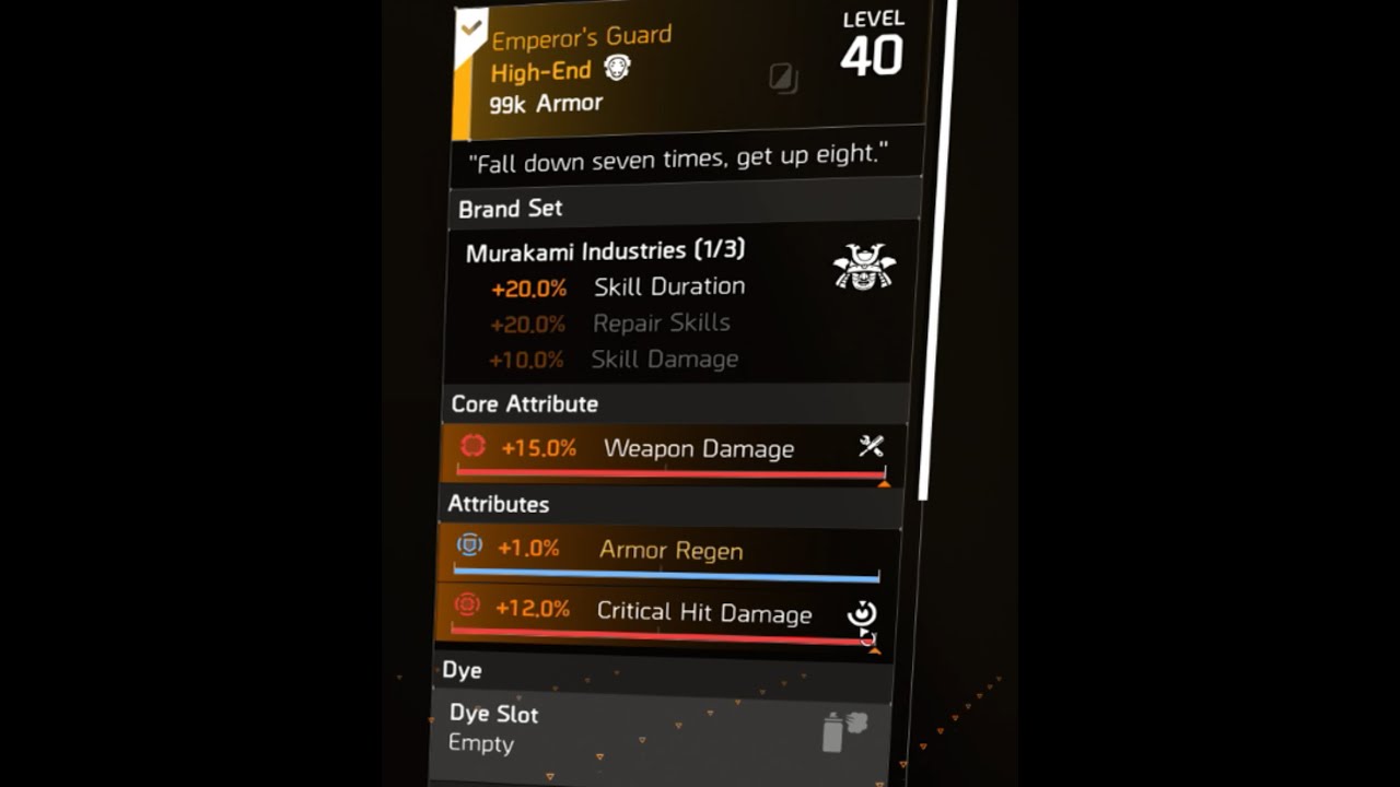 EMPEROR'S GUARD - Get it before Weekly Vendor Reset on April 27 - The Division 2