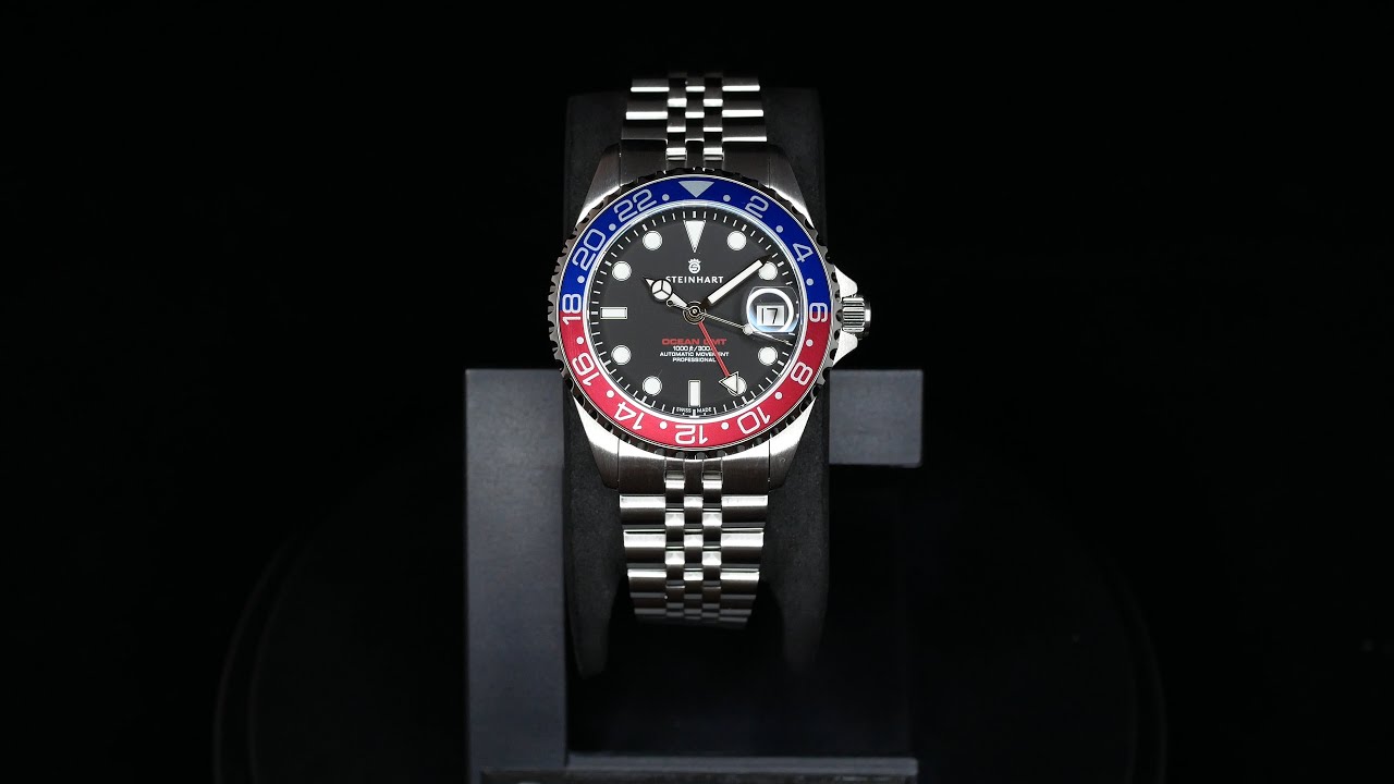 Steinhart Ocean GMT.2 39mm Pepsi Stainless Blue-Red Swiss Automatic Men's Watch 103-0921