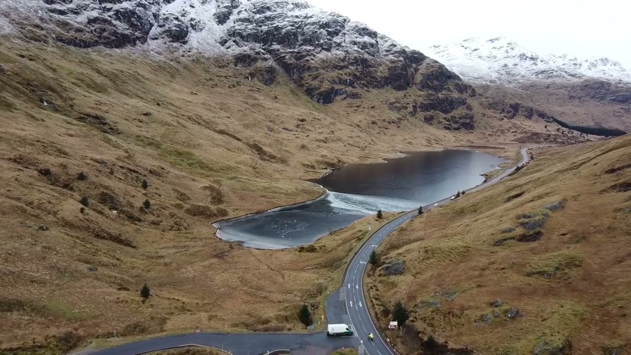 Drone video of a drive in the Cairngorms, Scotland
