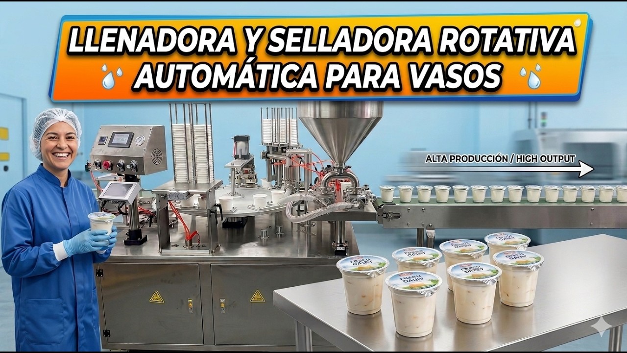 Increible ! LLENADORA Y SELLADORA ROTATIVA PARA VASOS -  MAQUINA AUTOMATICA