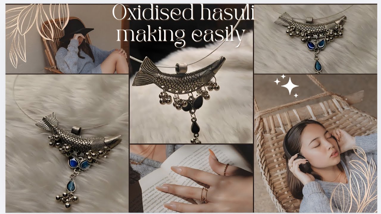 Oxidised Hasuli necklace making at home #oxidisedjewellery