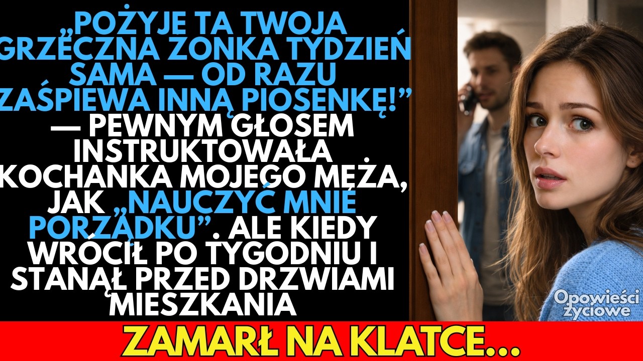 Mąż wyjechał na tydzień do kochanki, żeby „NAUCZUĆ żonę rozumu”. Wrócił — i zamarł na klatce…