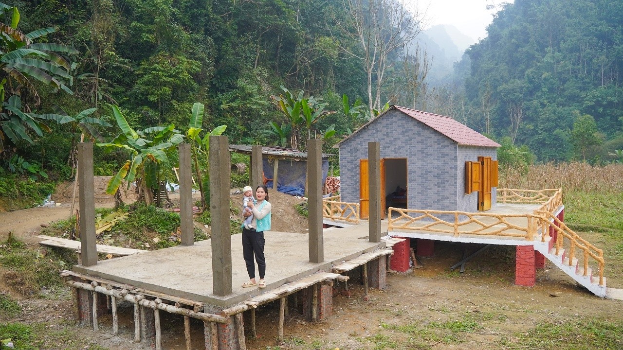 Constructing reinforced concrete columns for the kitchen, building a water supply system.