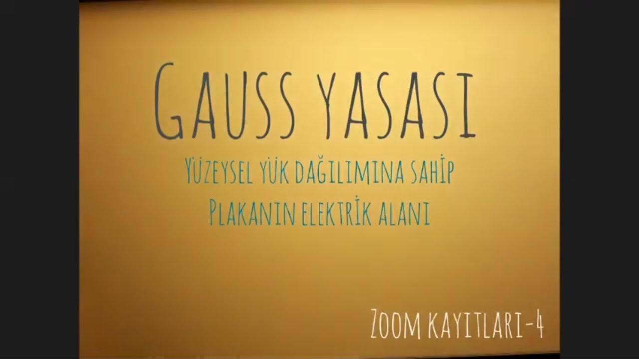 Gauss Yasası - Yüzeysel yük dağılımına sahip plakanın elektrik alanı