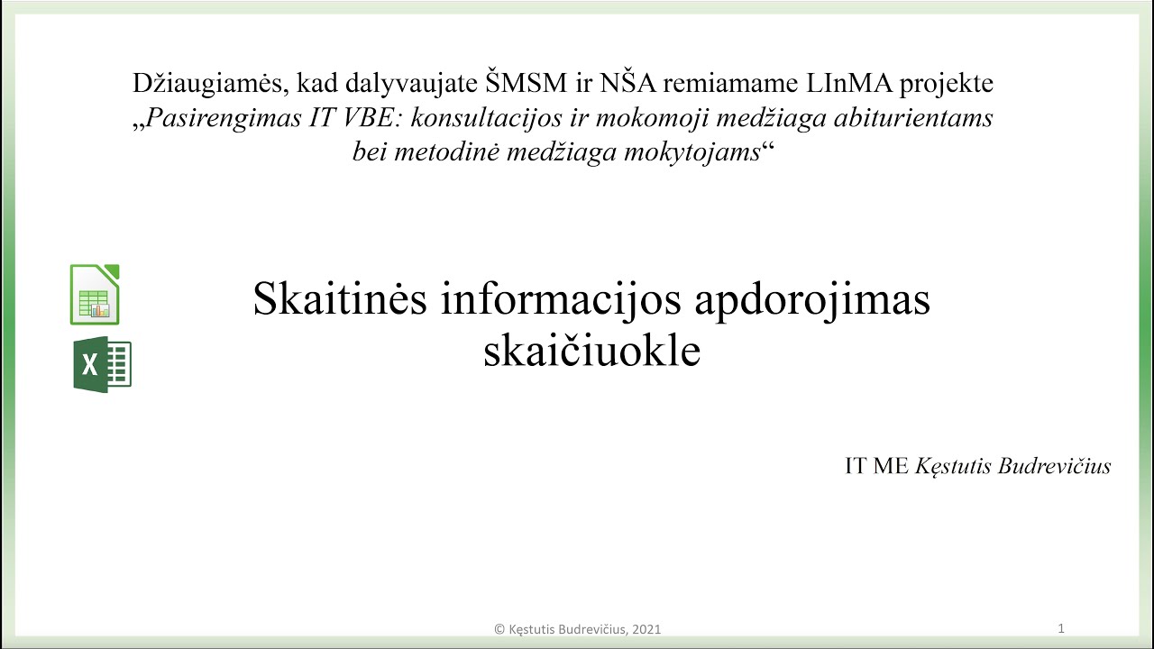 Skaitmeninės informacijos apdorojimas skaičiuokle