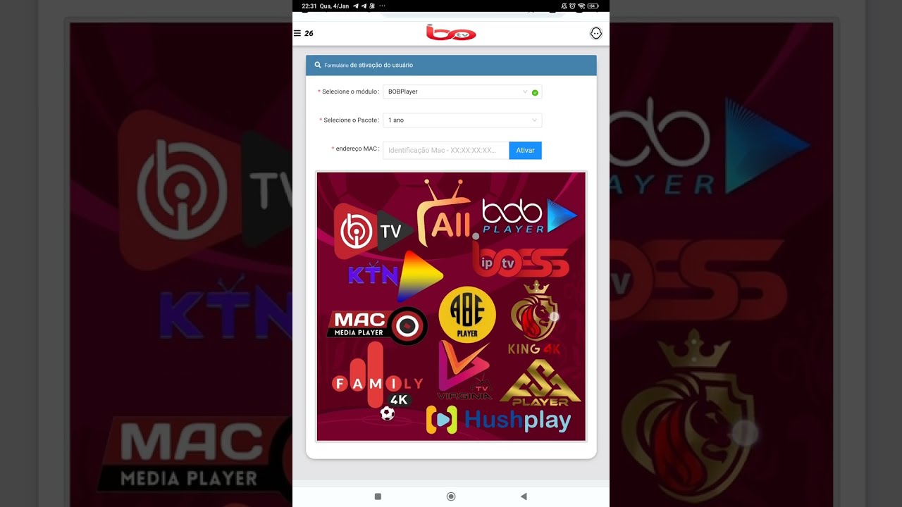 painel de ativa&ccedil;&atilde;o ibo player,Bob player, Virg&iacute;nia e etc (revendas)