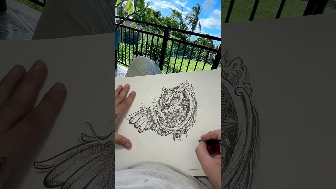 DRAWING of Owl tattoo before tattooing #drawing #owltattoo #sketching #tattoo #artisttattoo
