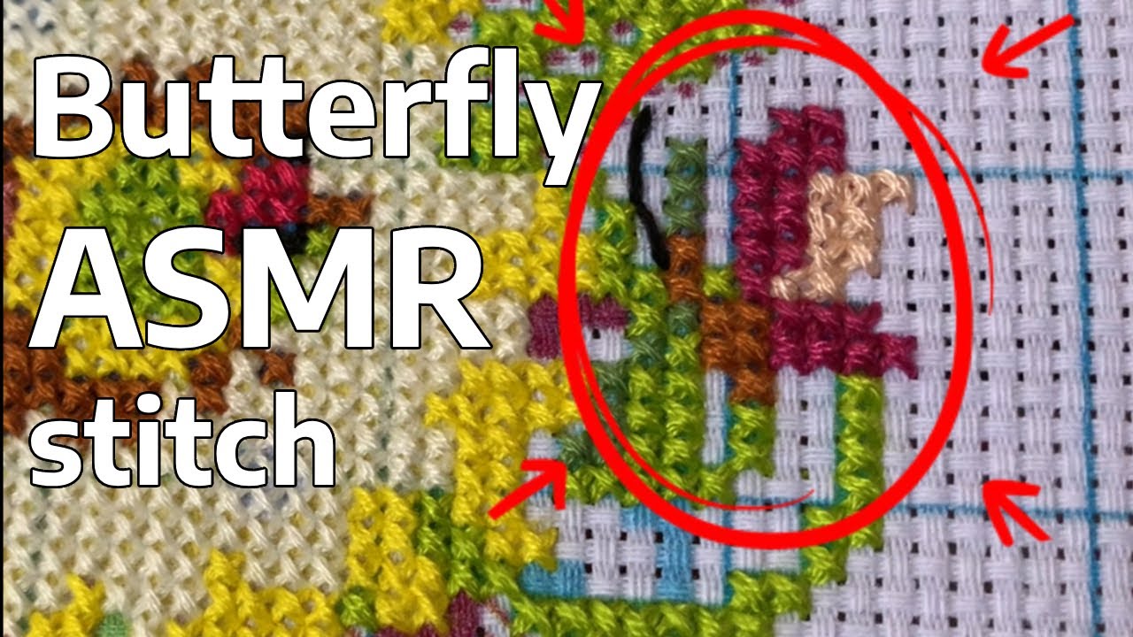 ASMR Cross Stitch Butterfly 🦋 (no talking, no music) Close-up Detail