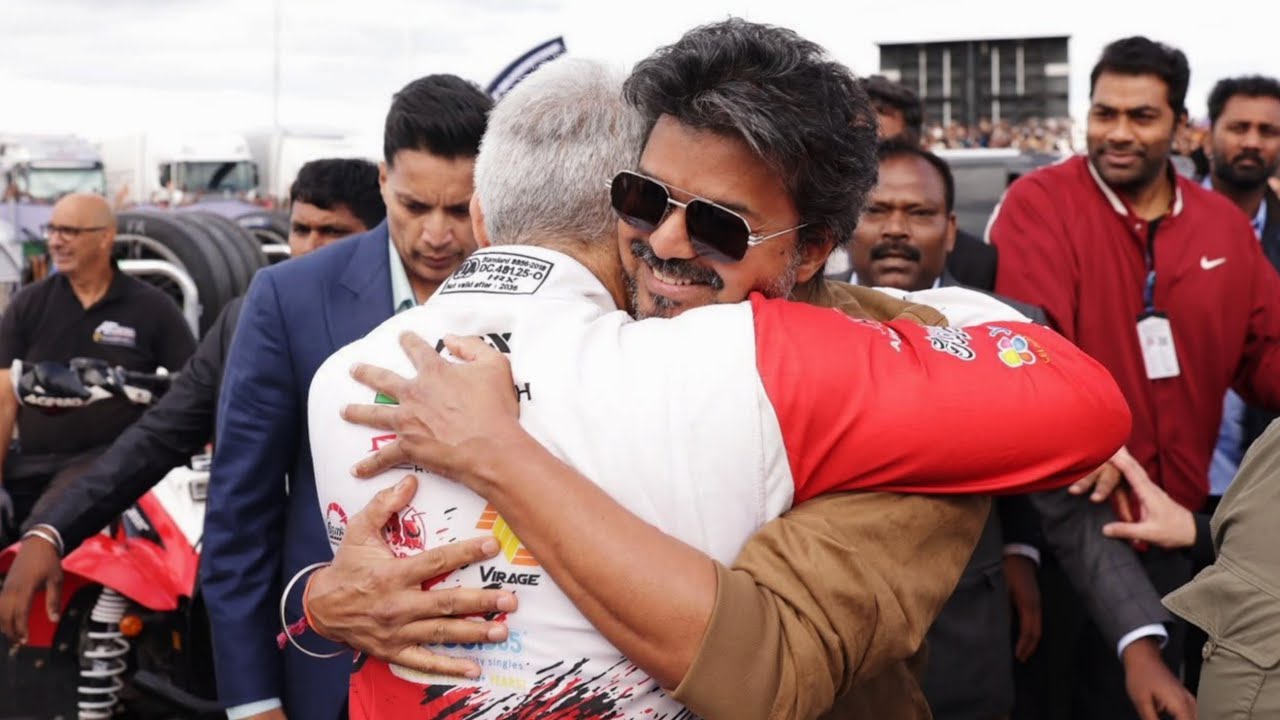 Finally 😍 CM Vijay Meets Thala Ajith 🔥 London Car Race💨 CM Vijay Hugs Ajith Kumar
