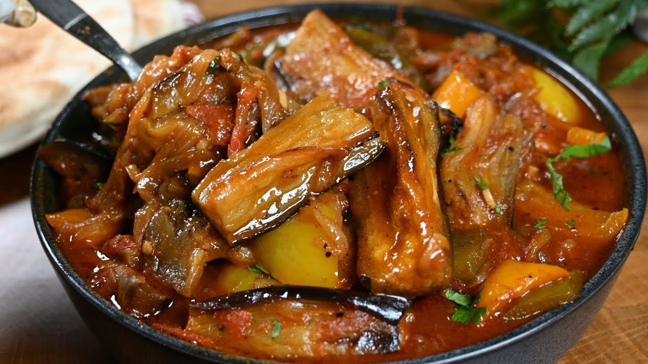 Готовим таджин из баклажанов с карамелизированным луком! Вкуснее мяса 😋