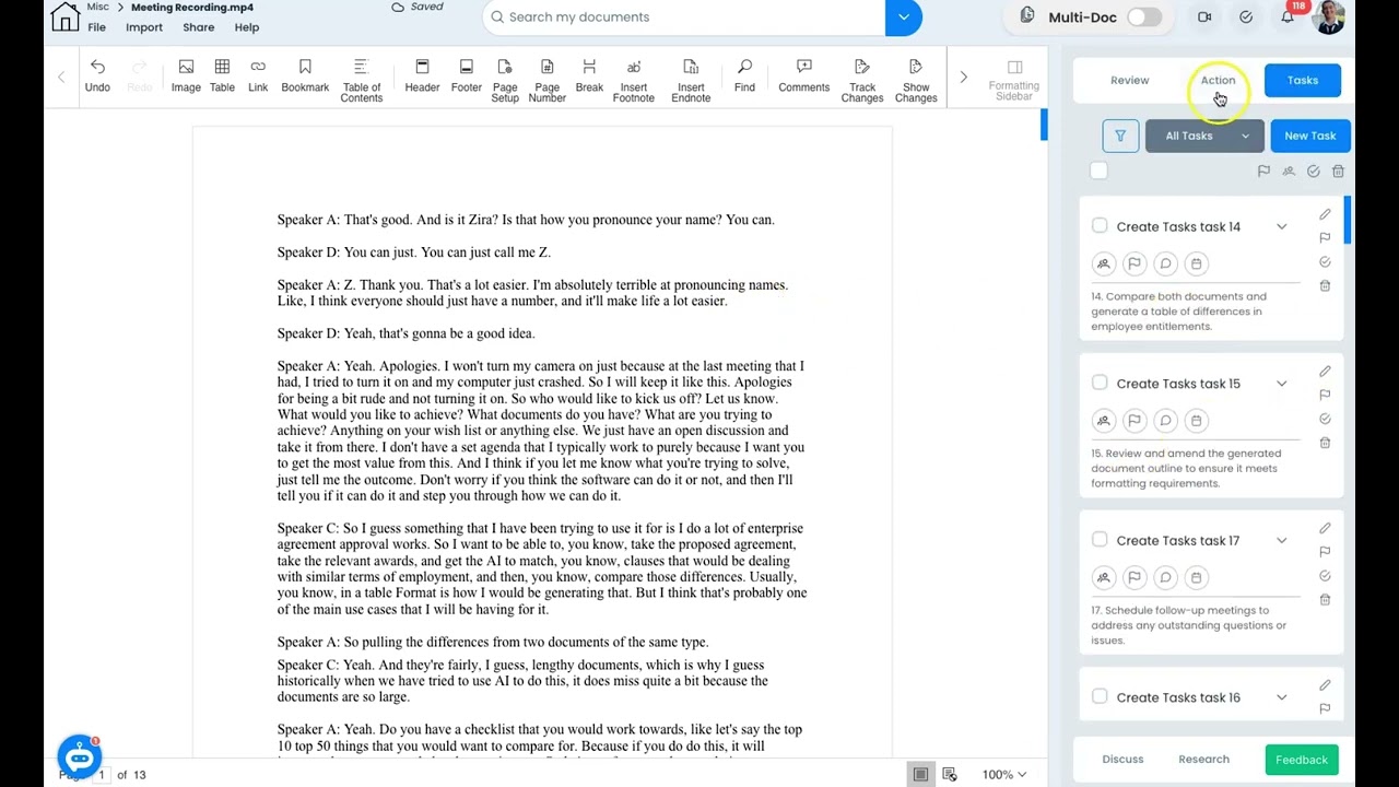 AI for Meeting (Tasks Example)
