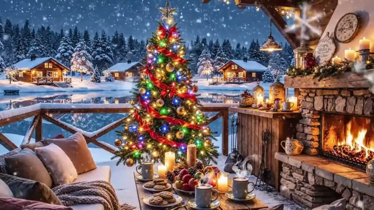 Christmas Jazz in a Warm Cabin 🎅 Snowfall, Fireplace Glow & Cozy Holiday Ambience for Deep Sleep 16