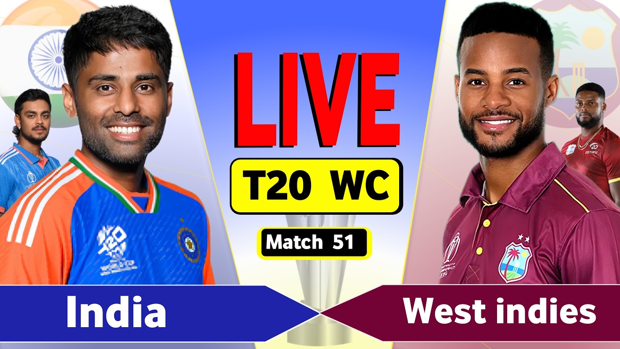 🔴 IND vs WI Live Match Today: 51st T20 World Cup 2026 | India vs West Indies Cricket Live | IND BAT