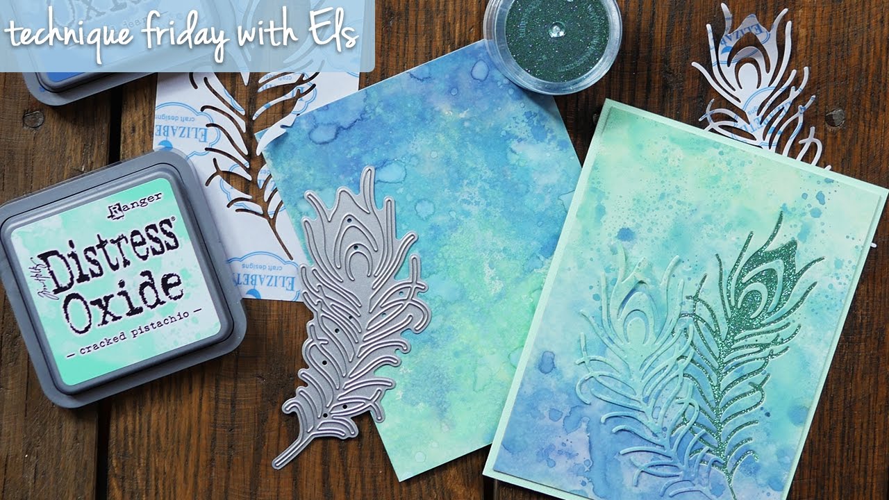 Peacock Feather Card with Distress Oxide Background | Technique Friday with Els
