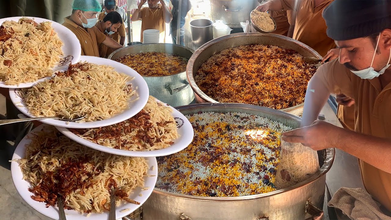 Street Food Hyderabad | Hyderabadi Chicken Biryani & Masala Beef Pulao | Hyderabadi Dum Biryani