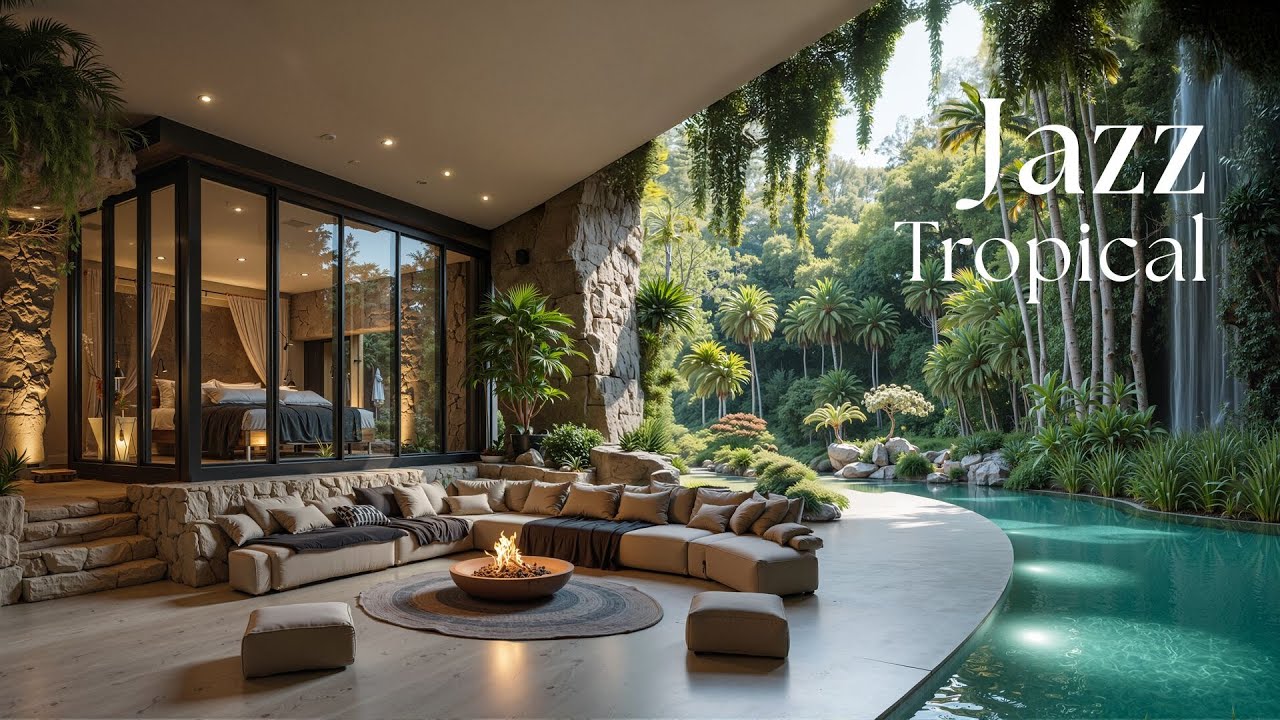 Nature Living Room Positive Energy | Tropical Jazz Atmosphere For Stress Relief And Work