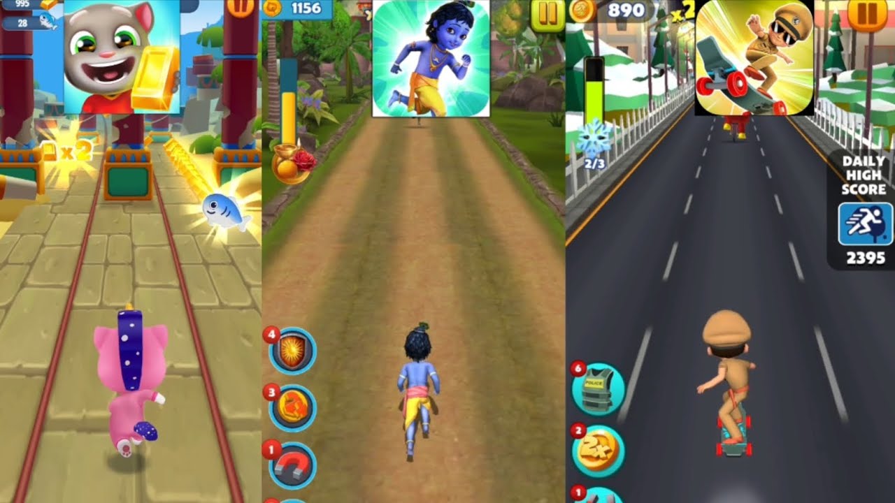 Talking Tom Gold Run 🆚 Little Krishna 🆚 Little Singham Super Skater New Update Gameplay🎮