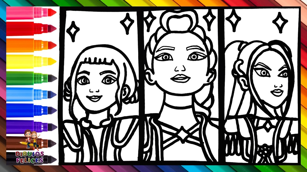 Dibuja Y Colorea A Rumi, Mira Y Zoey De HUNTRIX De Las Guerreras K POP 👩‍🎤🎤✨😈👹🗡️🌈 Dibujos Para Niños