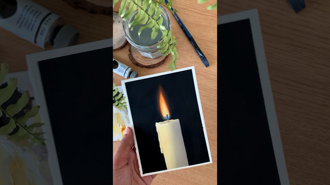Realistic Candle with Gouache #gouache #art #painting #ohmygouache #acrylicpainting #gouachepaint