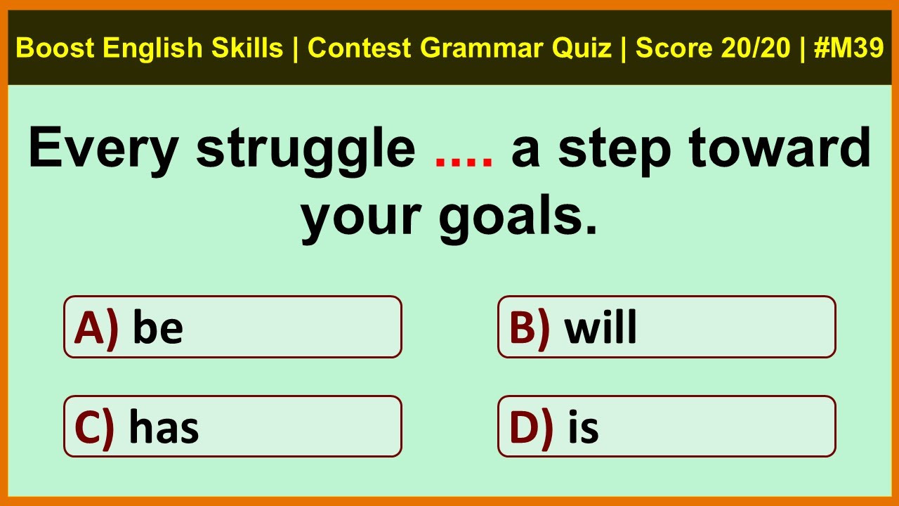 Boost Your English Skills | Contest Tough Grammar Quiz | Score 20/20 | Siriz #M39