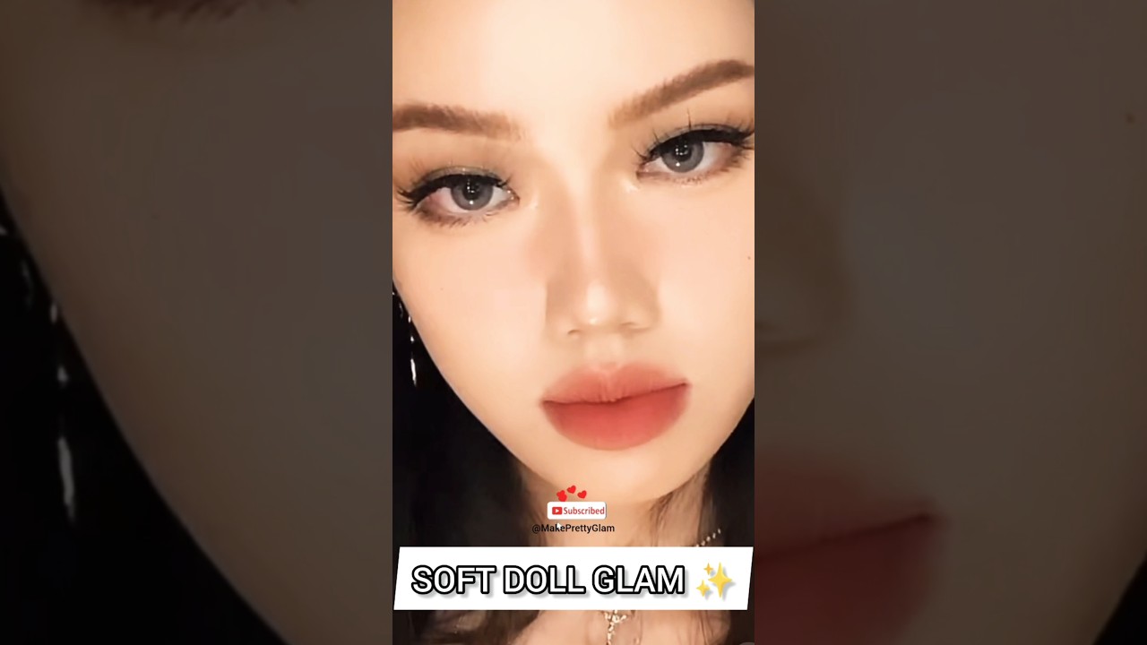 Soft Doll Glam Makeup ✨ Smooth Skin + Peachy Matte Lips #makeup #softglamlook #makeuptutorial