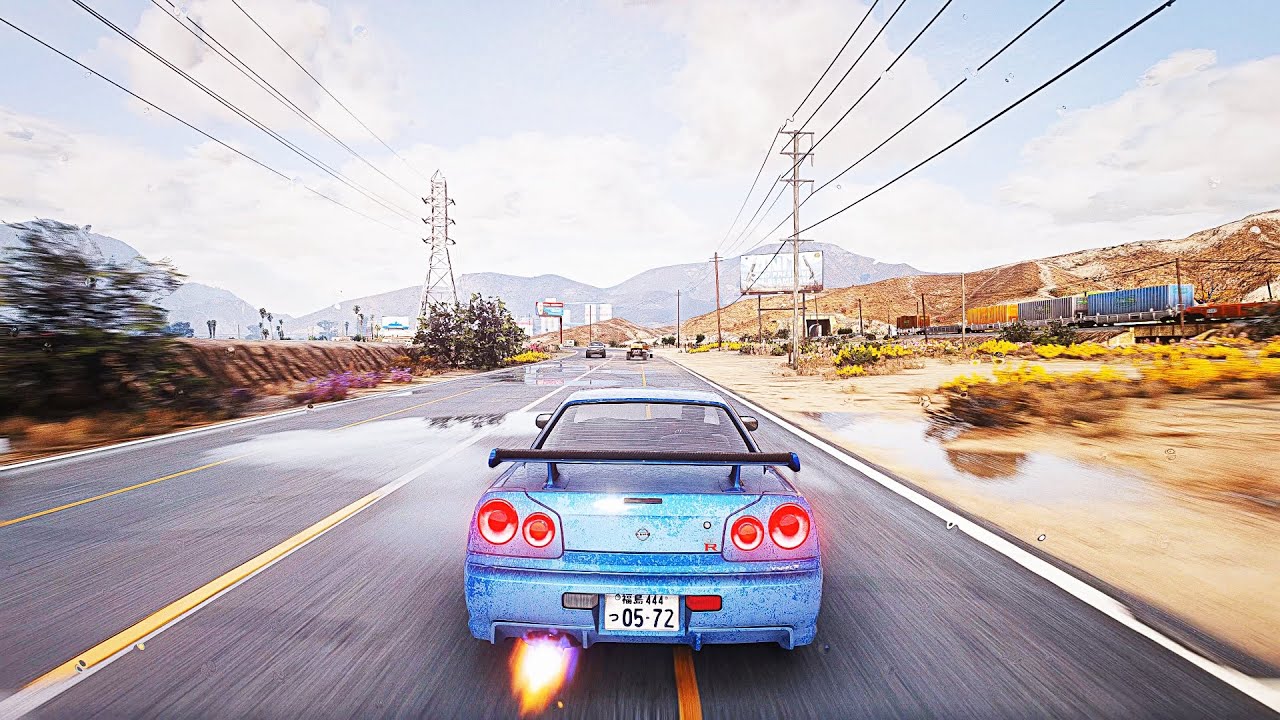 GTA 5 - Nissan Skyline R34 8k Resolution Ray Tracing 2021 Ultra Graphics Mod RTX 3090 Ultra Settings