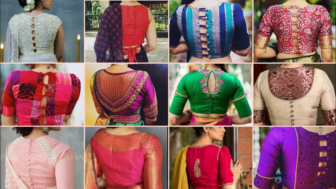 Trendy Closed Back Neck blouse designs✨| Latest High neck blouse designs| Boat neck blouse designs