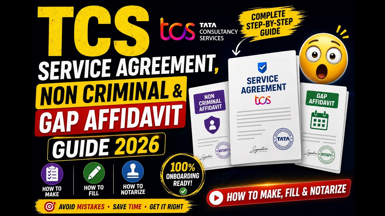 TCS Service Agreement 2026, Non Criminal & Gap Affidavit Guide : Step-by-Step Form Filling Explained