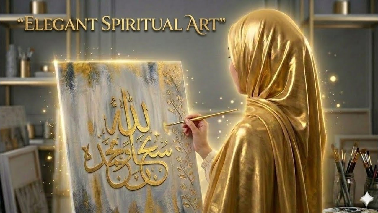 Elegant Spiritual Art: Subhan Allah with Gold Leaf ✨ فن إسلامي فاخر: سحر الذهب