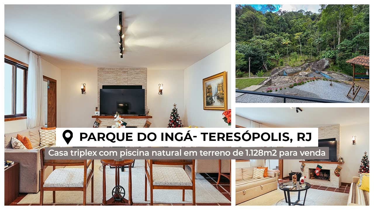Casa triplex com piscina natural em terreno de 1.128m2 para venda