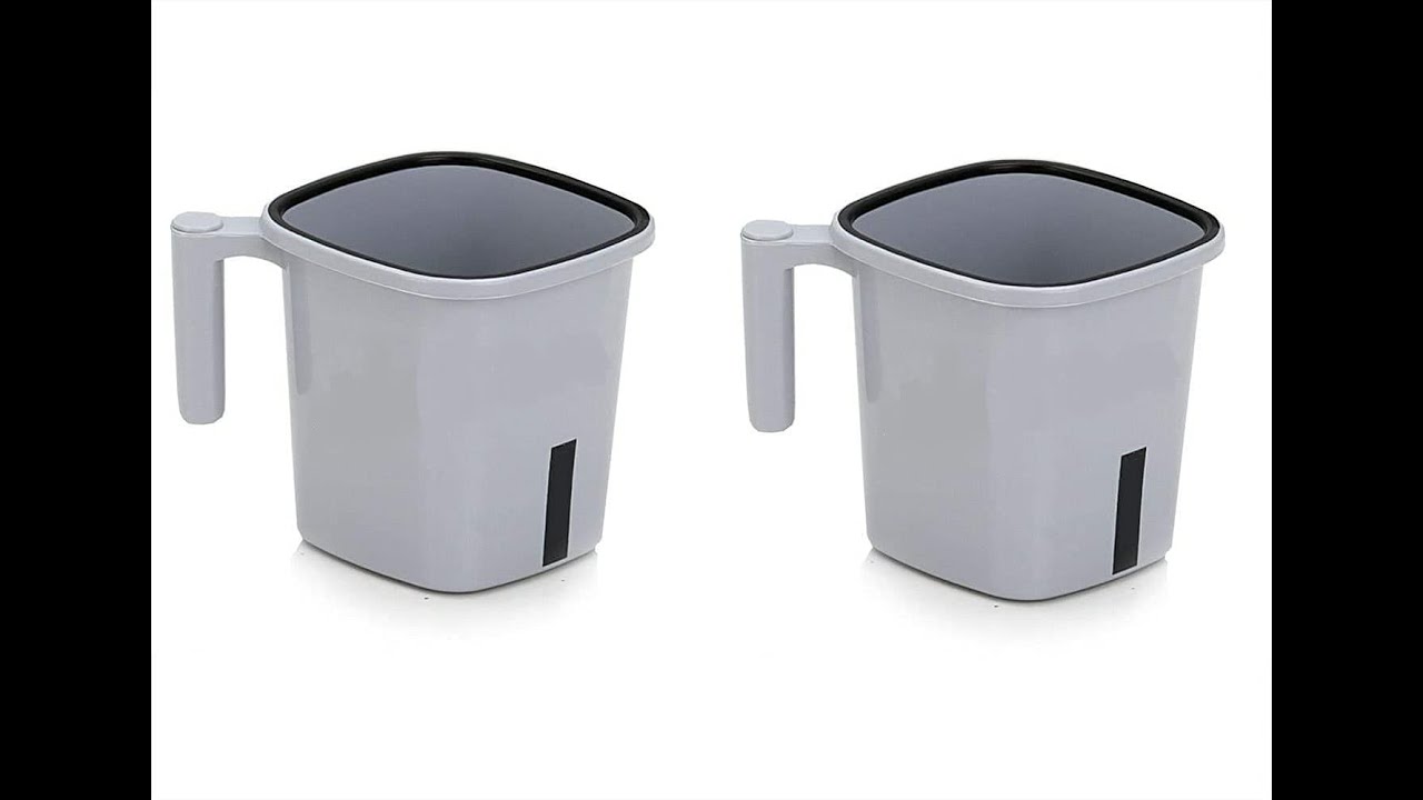 Square Mug Plastic Bath Mug Set of 2 Pcs Durable Long Lasting Quality, Bathroom Set