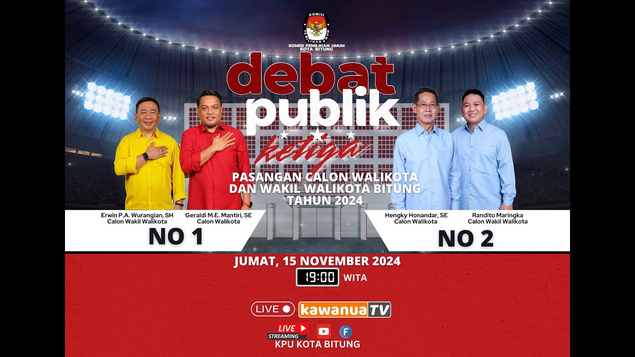 DEBAT PUBLIK KETIGA PASANGAN CALON WALIKOTA DAN WAKIL WALIKOTA BITUNG