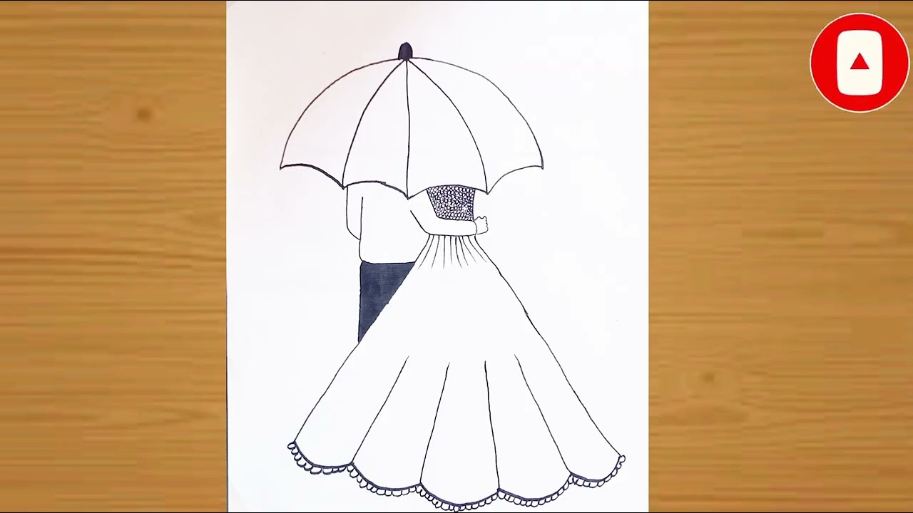 Romantic Couple Umbrella Drawing | Easy Love Sketch Step by Step | Pencil Art