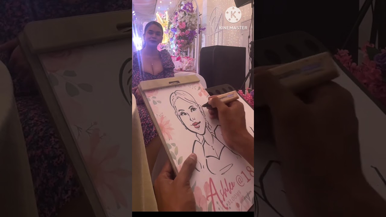 She din’t expected i drew her more beautiful 😍 live caricature drawing 🎨