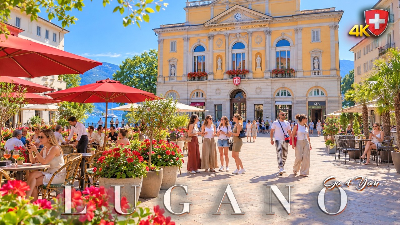 SWITZERLAND LUGANO 🇨🇭 Exploring the Beauty of Lugano's Embankment & Central Square Stroll 4K ASMR
