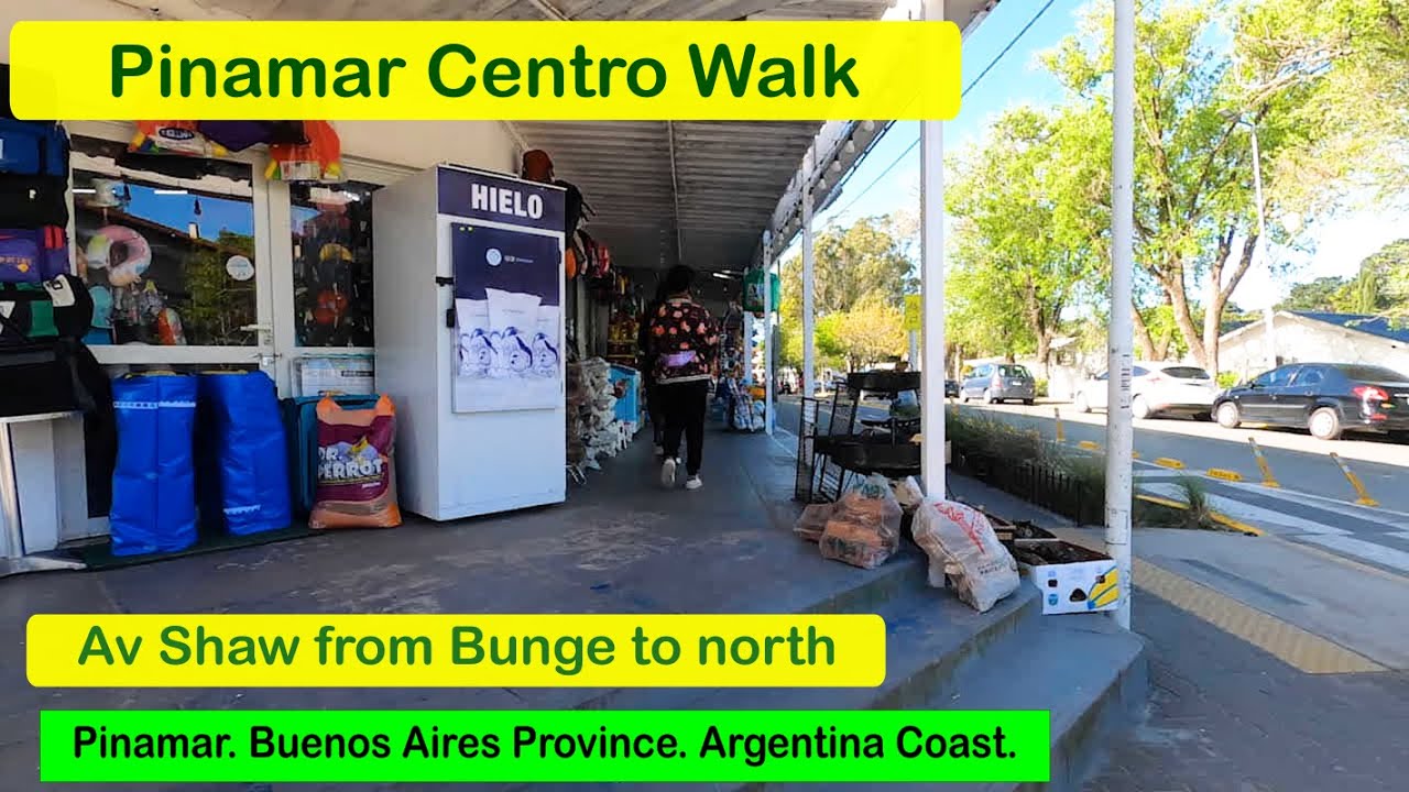 PINAMAR Streets. Argentina Seaside Town. Walk Av Shaw From Bunge To North. 4K. 2022