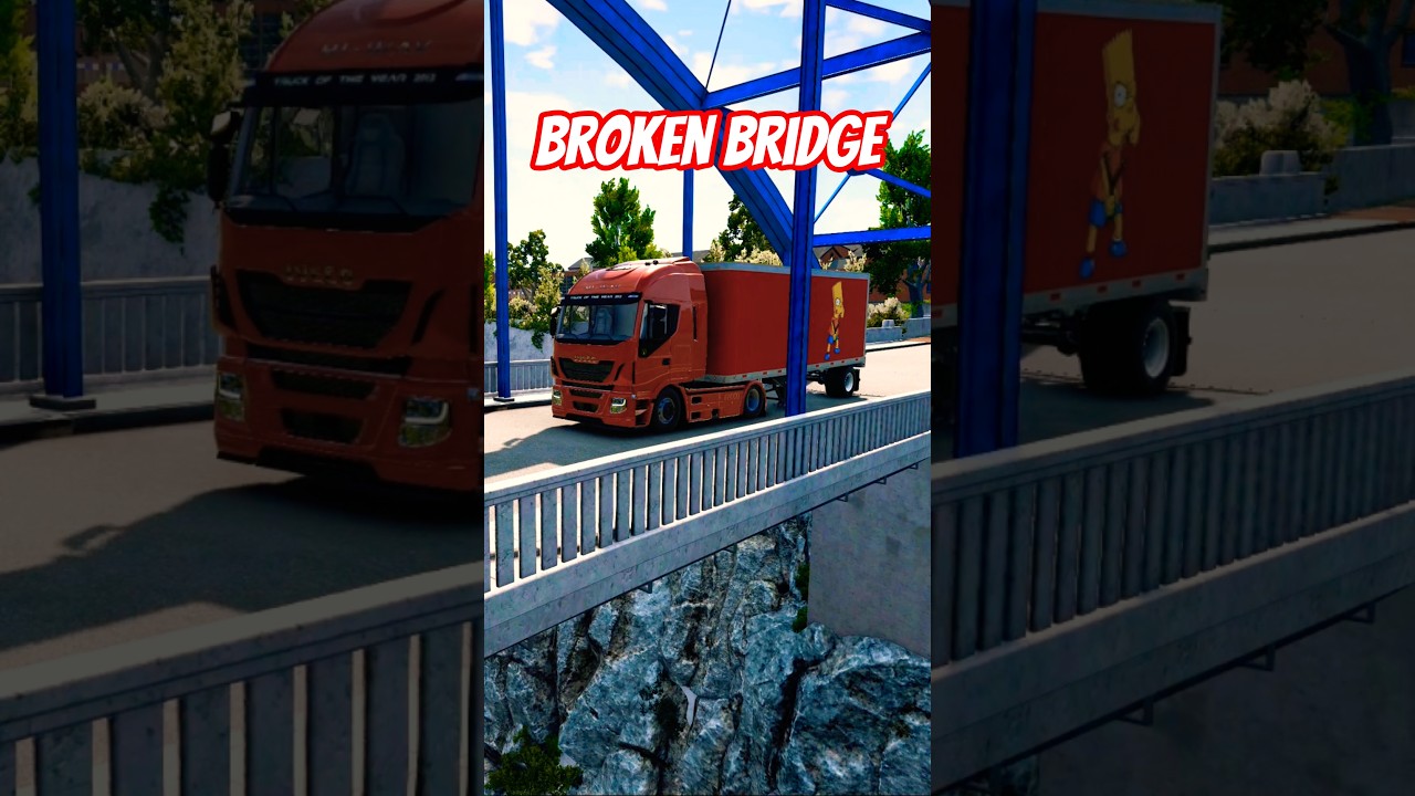BeamNG.drive - Broken Bridge  🚚🌉🚗😂 7