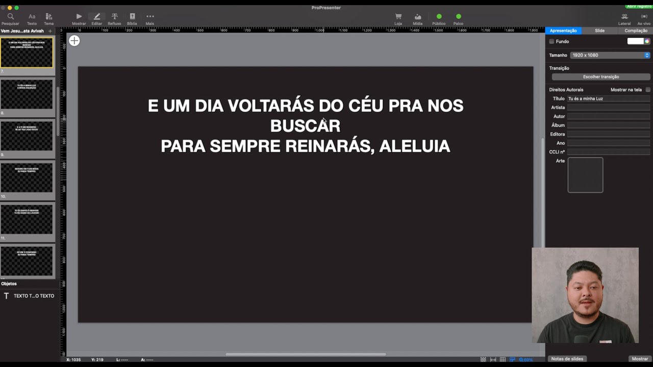 CURSO DE PROPRESENTER 7  - 03 Adicionando Letras de Músicas e Editando Textos | IGREJA MULTÍMIDIA