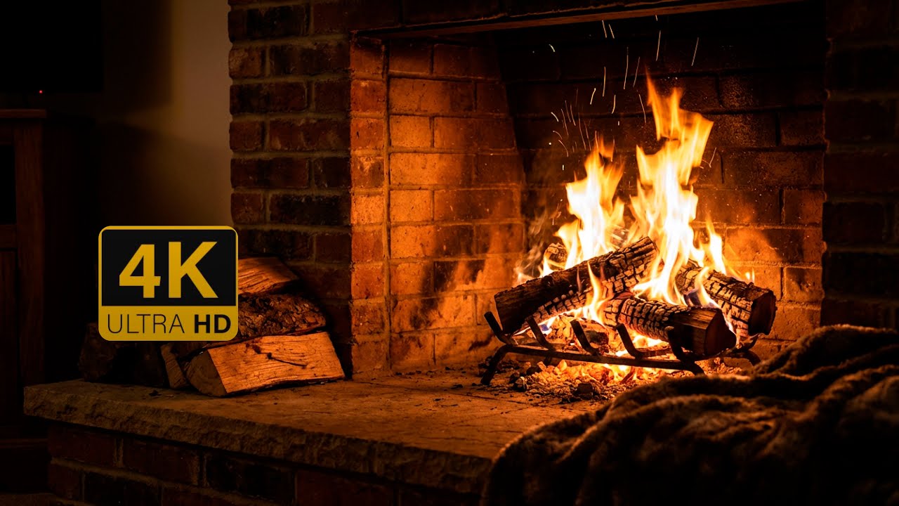 Fireplace, Sounds for Deep Sleep, Study, Focus & Relaxation 4K