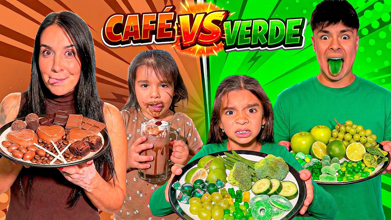 24 HORAS comiendo CAFÉ vs VERDE 😱🤢
