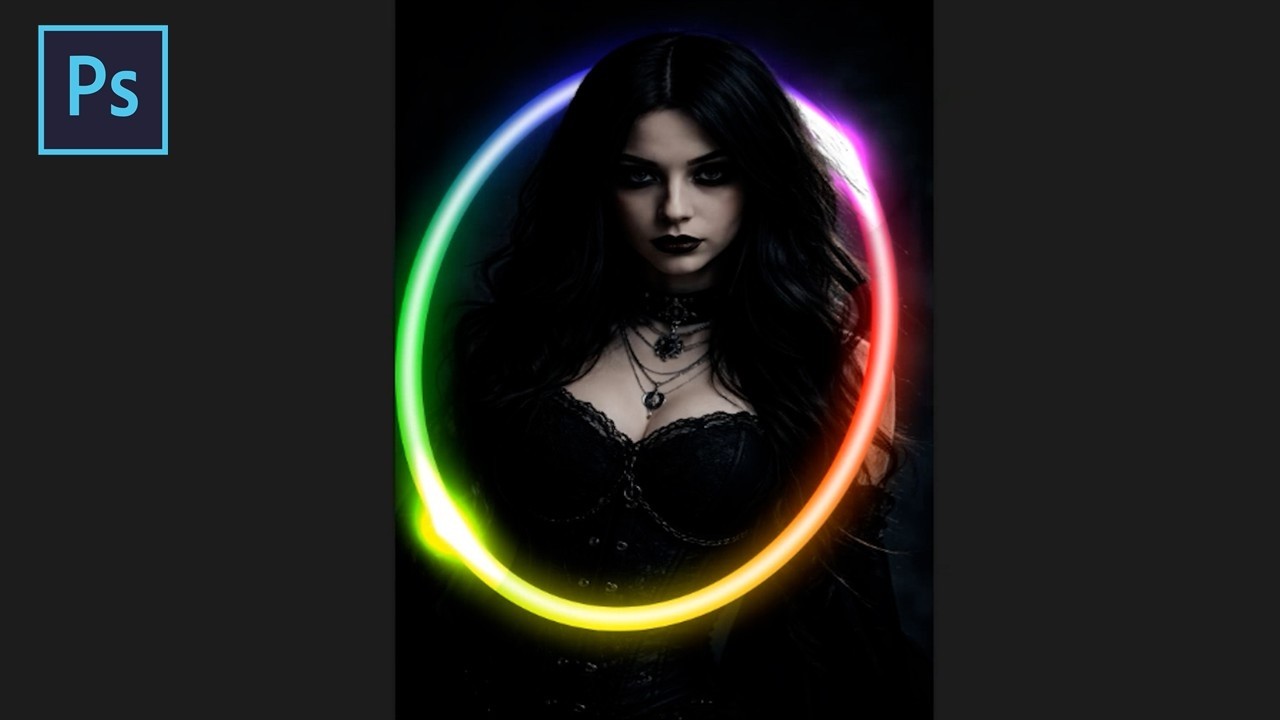 Neon Light Ring Effect in Photoshop 🔥 | Glowing Circle Photo Effect | Photoshop Tutorial #photoshop