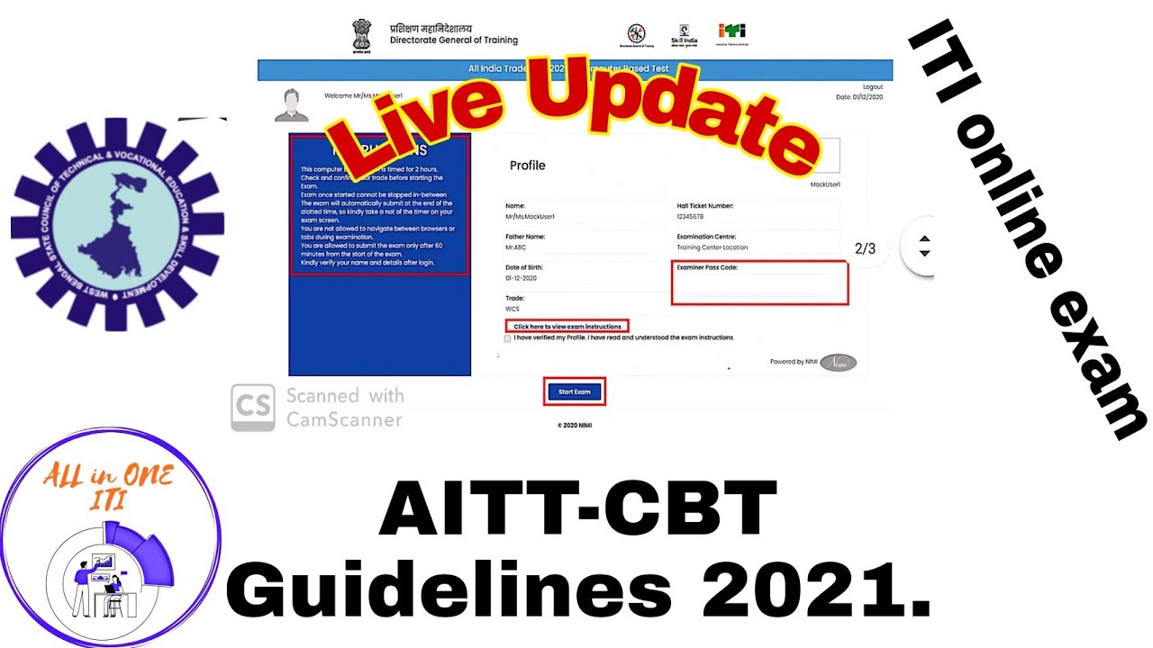 ITI Online Exam(Hindi) .AITT CBT Online Exam (2021). Live update