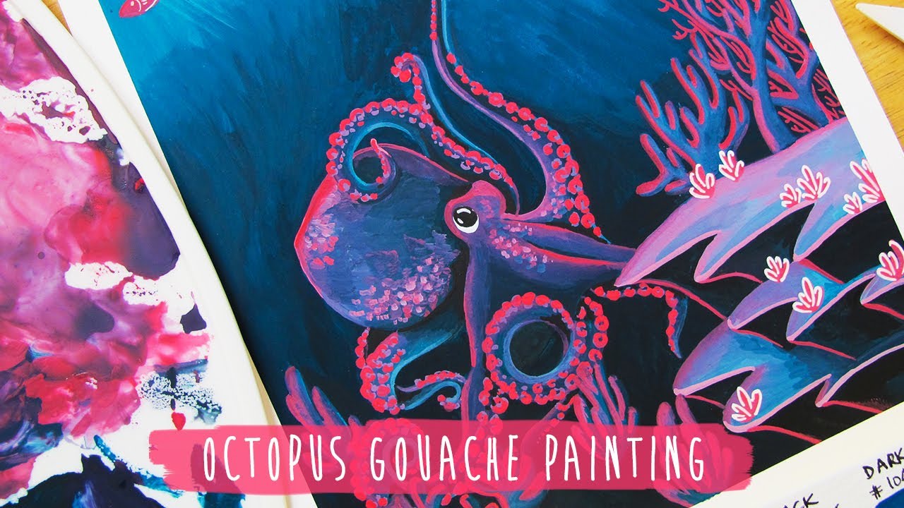 Octopus 🐙  Gouache Painting Process