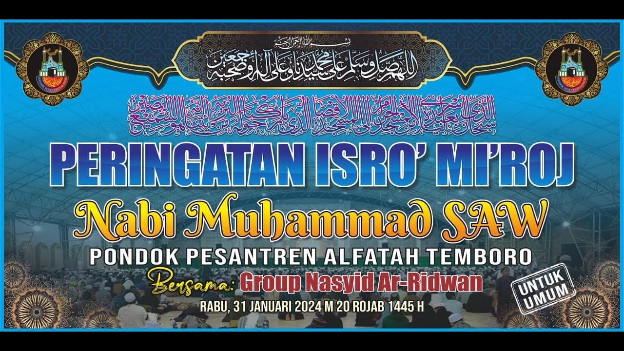 LIVE. TEMBORO BERSHOLAWAT DALAM RANGKA MEMPERINGATI ISRO' MI'ROJ NABI MUHAMMAD SAW 20 ROJAB 1445H